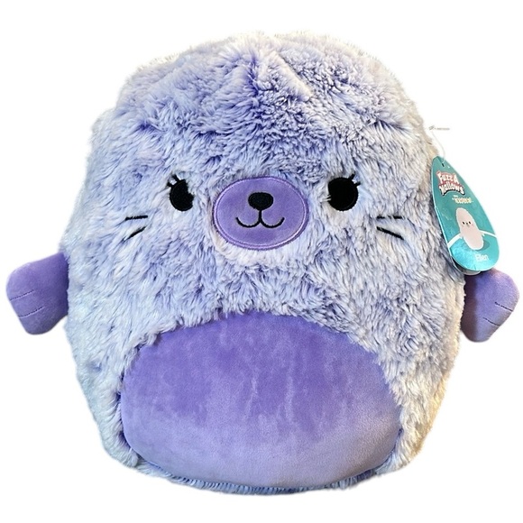 Squishmallows Fuzz-A-Mallows Ellen the Seal NWT beautiful Periwinkle Purple 12” - Picture 1 of 10
